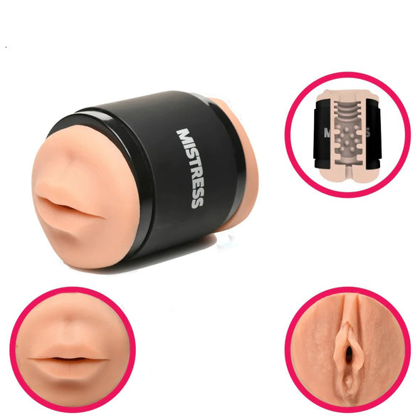 Mistress Double Shot Mouth and Pussy Stroker - Medium-Masturbation Aids for Males-Curve Toys-Andy's Adult World
