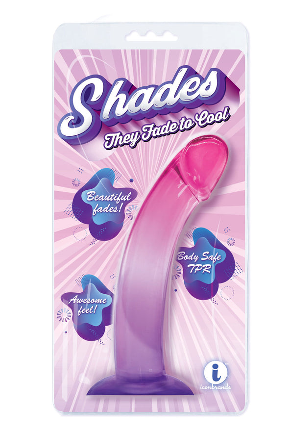 Shades, 8.25" Smoothie Jelly Tpr Gradient Dong - Purple and Pink-Dildos & Dongs-Icon Brands-Andy's Adult World