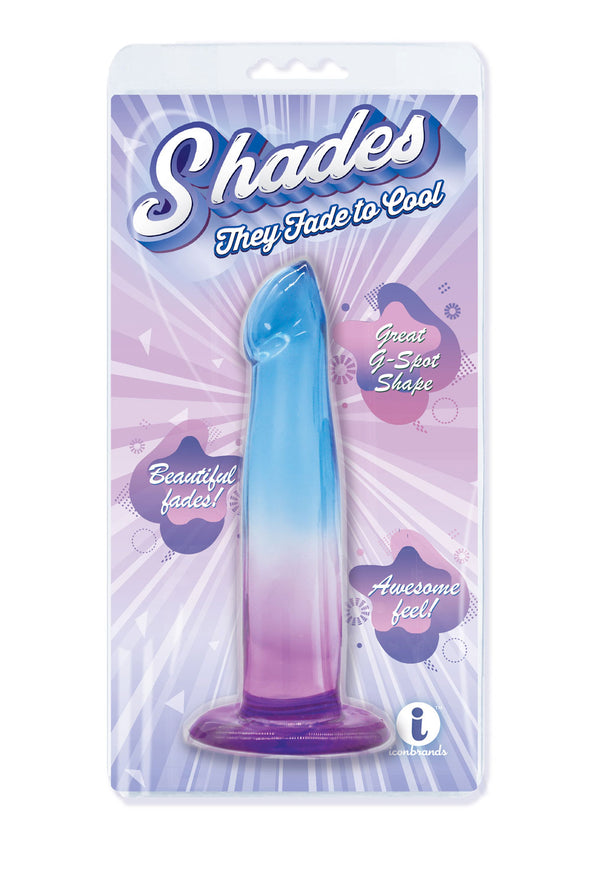 Shades, 6.25" G-Spot Jelly Tpr Gradient Dong - Blue and Purple-Dildos & Dongs-Icon Brands-Andy's Adult World