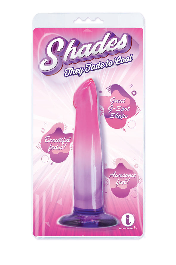 Shades, 6.25" G-Spot Jelly Tpr Gradient Dong - Pink and Purple-Dildos & Dongs-Icon Brands-Andy's Adult World