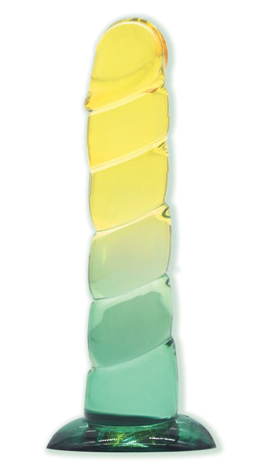 Shades, 7.5" Swirl Jelly Tpr Gradient Dong - Yellow and Mint-Dildos & Dongs-Icon Brands-Andy's Adult World