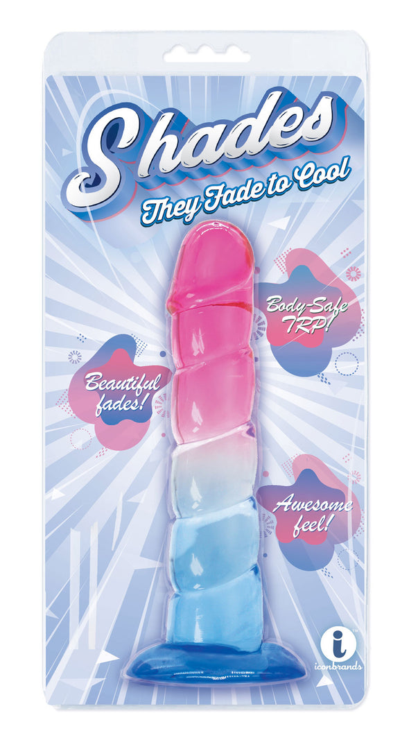 Shades, 7.5" Swirl Jelly Tpr Gradient Dong - Pink and Blue-Dildos & Dongs-Icon Brands-Andy's Adult World