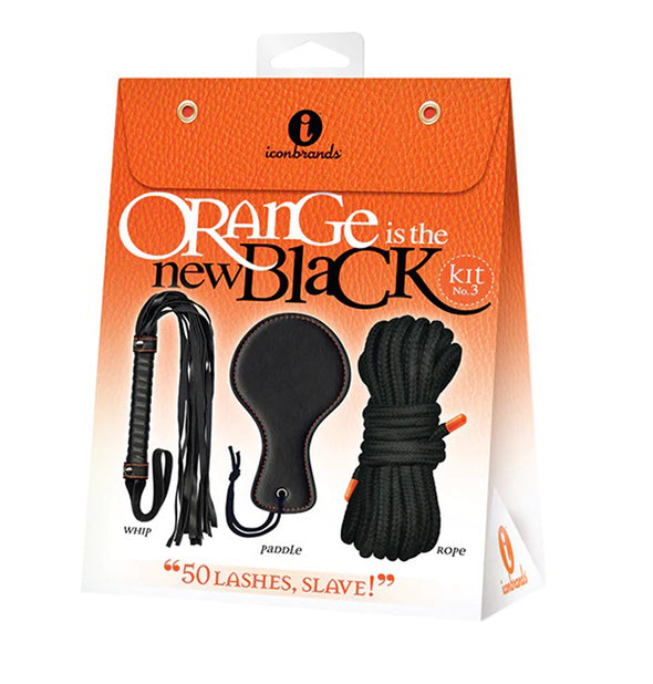 Orange Is the New Black 50 Lashes Kit - Black/orange-Bondage & Fetish Toys-Icon Brands-Andy's Adult World