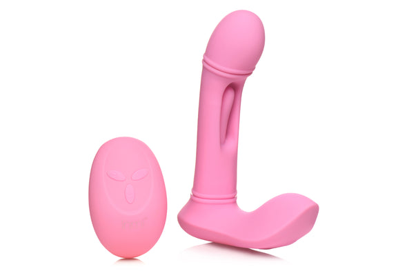 Flickers G-Flick Flicking G-Spot Vibrator With Remote - Pink-Vibrators-XR Brands inmi-Andy's Adult World