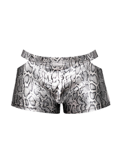 s'naked Pouch Short - X-Large - Silver/black-Lingerie & Sexy Apparel-Male Power-Andy's Adult World