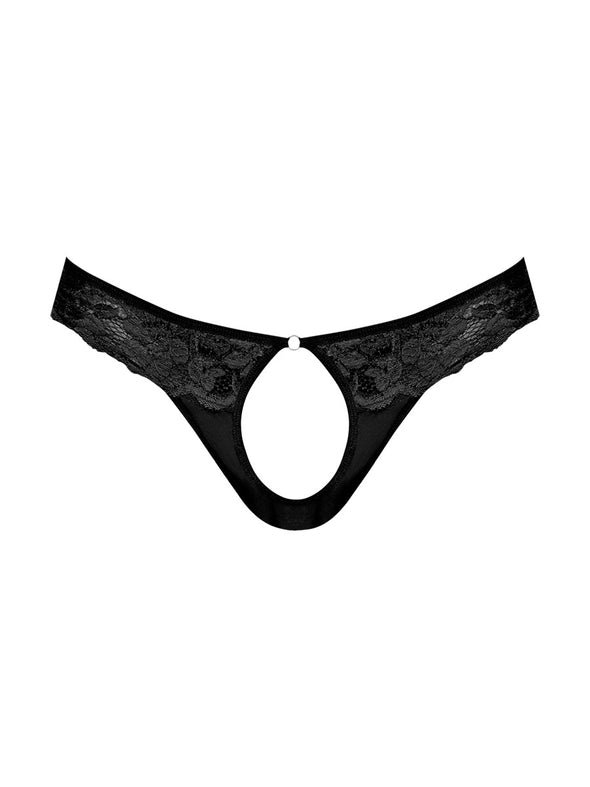 Sassy Lace - Open Ring Thong - Small/medium - Black-Lingerie & Sexy Apparel-Male Power-Andy's Adult World