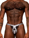 S’naked - Criss Cross Thong - Large/x-Large - Silver/black-Lingerie & Sexy Apparel-Male Power-Andy's Adult World