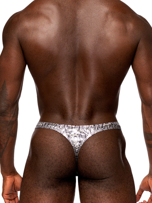 S’naked - Criss Cross Thong - Large/x-Large - Silver/black-Lingerie & Sexy Apparel-Male Power-Andy's Adult World