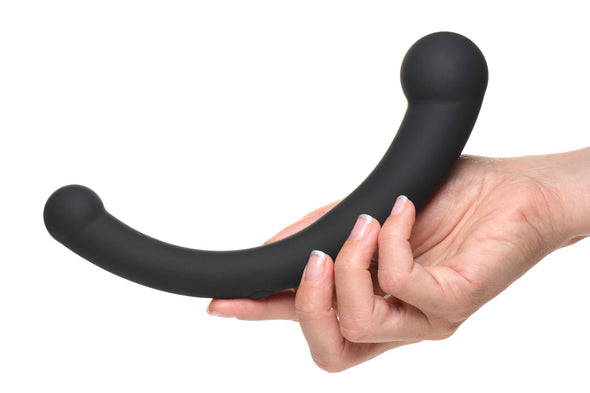 10x Vibra-Crescent Silicone Dual Ended Dildo - Black-Vibrators-XR Brands Master Series-Andy's Adult World