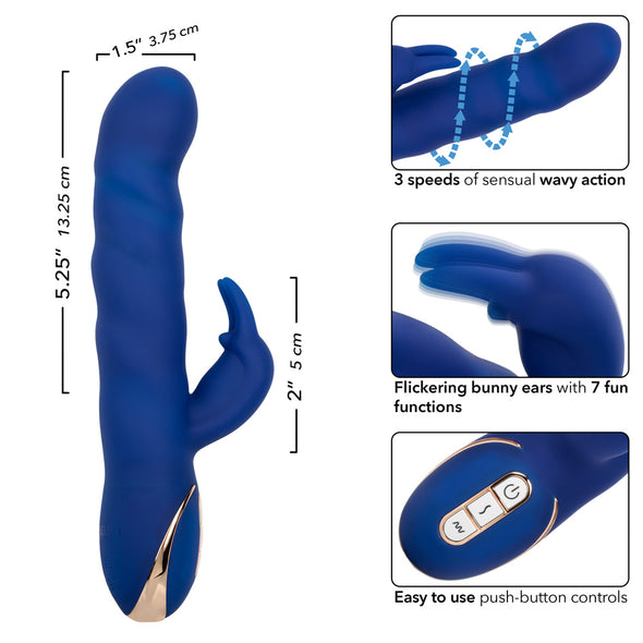 Jack Rabbit Signature Silicone Wave Motion Rabbit - Blue-Vibrators-CalExotics-Andy's Adult World