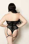 Fishnet and Strappy Elastic Teddy - Queen Size - Black-Lingerie & Sexy Apparel-Seven Til Midnight-Andy's Adult World