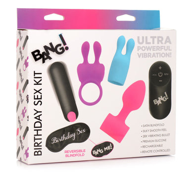 Birthday Sex Kit - C-Ring, Plug, C-Stim, Bullet and Blindfold-Kits-XR Brands Bang-Andy's Adult World