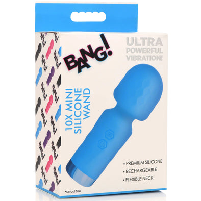10x Mini Silicone Wand - Blue-Vibrators-XR Brands Bang-Andy's Adult World