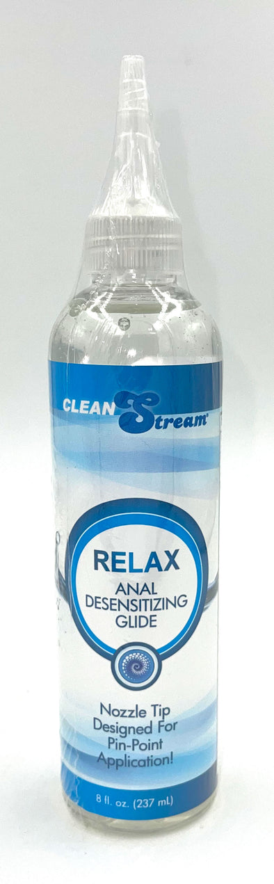 Relax Desensitizing Anal Lube With Dispensing Tip - 8 Oz-Lubricants Creams & Glides-XR Brands Clean Stream-Andy's Adult World