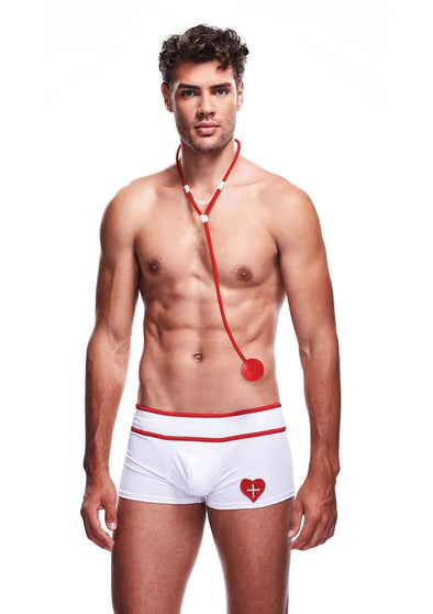 2 Piece Doctor Love Set - Medium/large - White-Lingerie & Sexy Apparel-Envy Menswear-Andy's Adult World