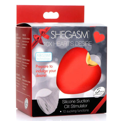 Shegasm 10x Heart Desire Silicone Suction Clit Stimulator - Red-Nipple Stimulators-XR Brands inmi-Andy's Adult World
