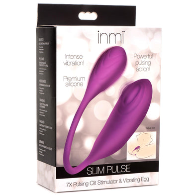 Slim Pulse 7x Pulsing Clit Stimulator and Vibrating Egg - Purple-Clit Stimulators-XR Brands inmi-Andy's Adult World