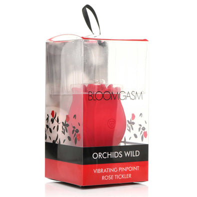 Orchids Wild Vibrating Pinpoint Rose Tickler - Red-Vibrators-XR Brands inmi-Andy's Adult World