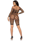 2 Pc Net Crop Top and Bike Shorts - One Size - Black-Lingerie & Sexy Apparel-Leg Avenue-Andy's Adult World