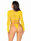 2 Pc Daisy Lace Wrap-Around Crop Top and Side Tie Panty - One Size - Yellow-Lingerie & Sexy Apparel-Leg Avenue-Andy's Adult World