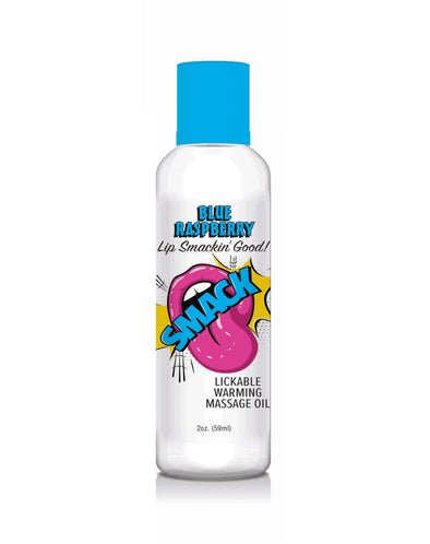 Smack Warming and Lickable Massage Oil - Blue Raspberry 2 Oz-Lubricants Creams & Glides-Little Genie-Andy's Adult World