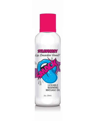 Smack Warming and Lickable Massage Oil - Strawberry 2 Oz-Lubricants Creams & Glides-Little Genie-Andy's Adult World