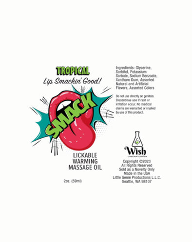 Smack Warming and Lickable Massage Oil - Tropical 2 Oz-Lubricants Creams & Glides-Little Genie-Andy's Adult World