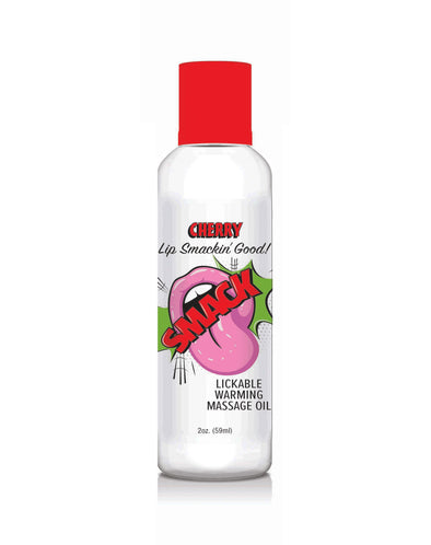 Smack Warming and Lickable Massage Oil - Cherry 2 Oz-Lubricants Creams & Glides-Little Genie-Andy's Adult World