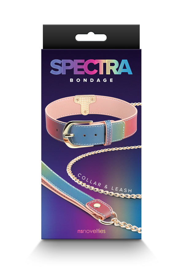 Spectra Bondage - Collar and Leash - Rainbow-Bondage & Fetish Toys-nsnovelties-Andy's Adult World