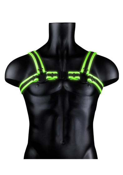Bonded Leather Buckle Harness - Small-medium - Glow in the Dark-Harnesses & Strap-Ons-Shots Ouch!-Andy's Adult World