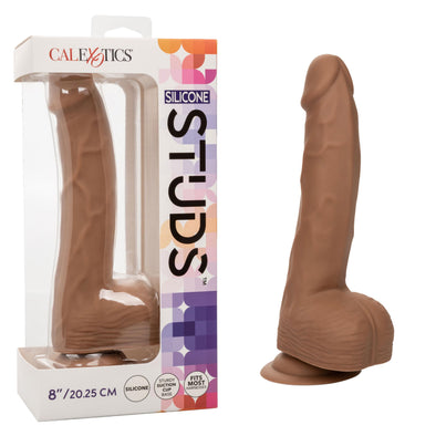 Silicone Studs 8 Inch - Brown-Dildos & Dongs-CalExotics-Andy's Adult World