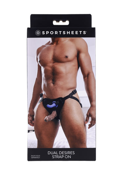 Dual Desires Strap on - Black-Harnesses & Strap-Ons-Sportsheets-Andy's Adult World