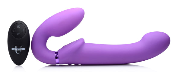 10x Ergo- Fit G-Pulse Inflatable and Vibrating Strapless Strap- on - Purple-Vibrators-XR Brands Strap U-Andy's Adult World