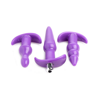4 Pc Vibrating Anal Plug Set - Purple-Anal Toys & Stimulators-XR Brands Trinity Vibes-Andy's Adult World