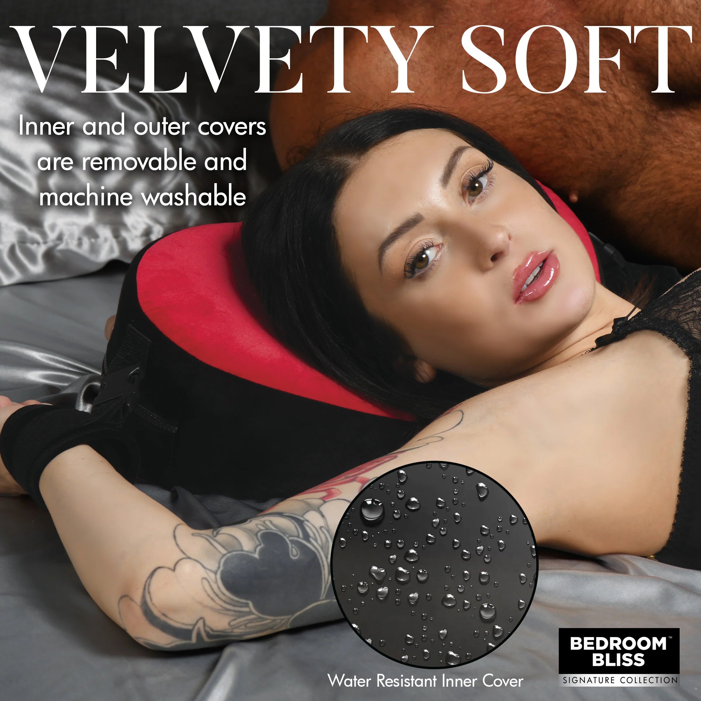 Bondage Love Pillow - Black/red-Bedroom Play Gear-XR Bedroom Bliss-Andy's Adult World