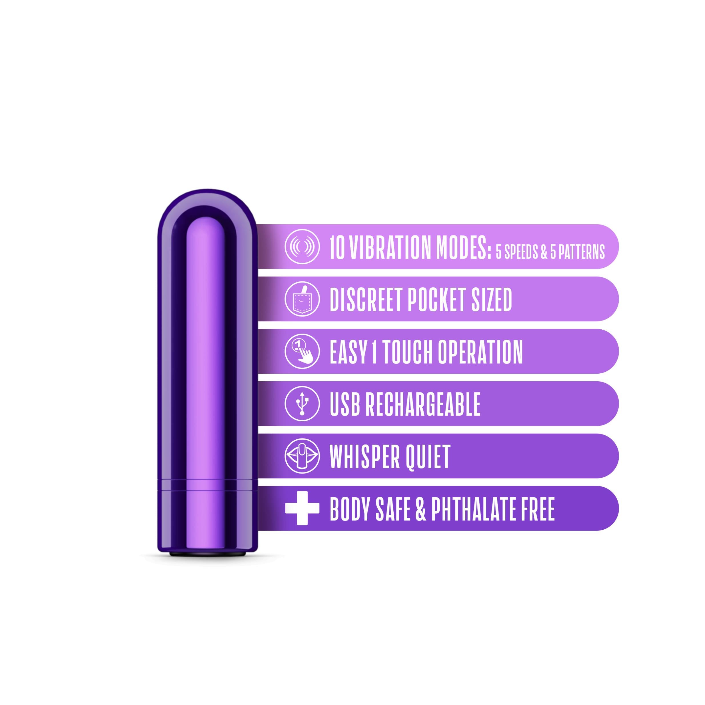 Kool Vibes - Rechargeable Mini Bullet - Grape-Vibrators-Blush-Andy's Adult World