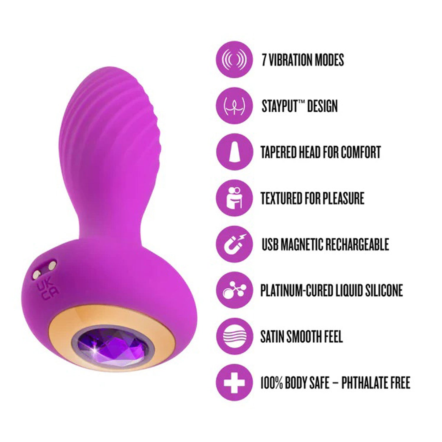 Oh My Gem - Charm Plug - Amethyst - Purple-Anal Toys & Stimulators-Blush-Andy's Adult World