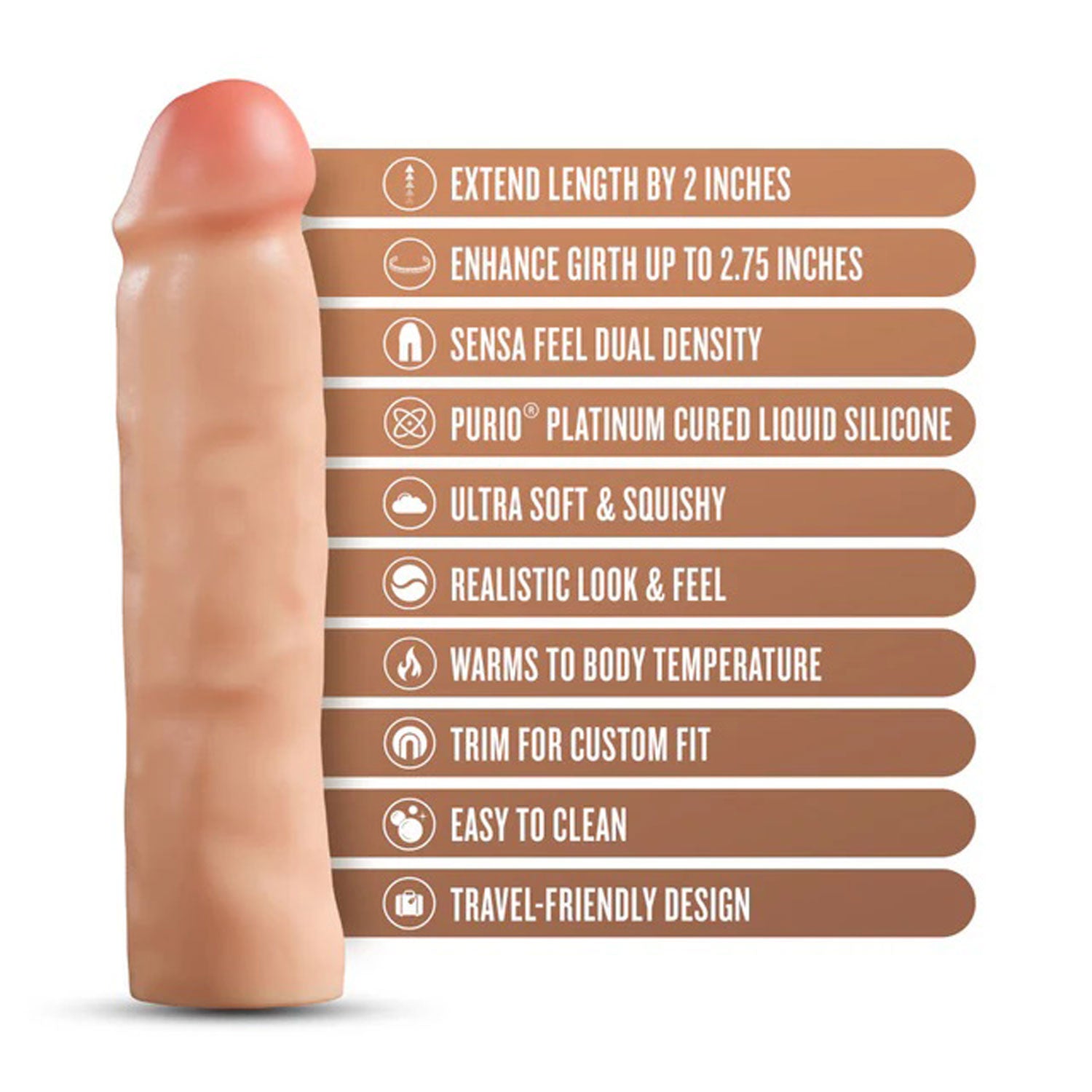 Performance Plus 2 Inch Silicone Penis Xtender - Beige-Penis Extension & Sleeves-Blush-Andy's Adult World