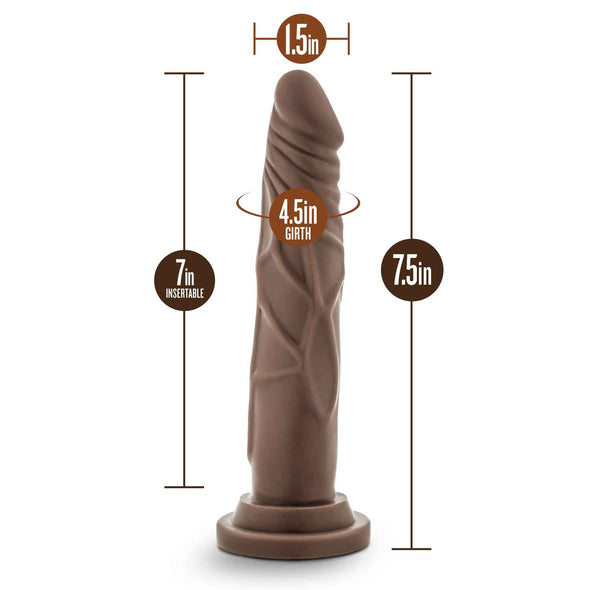 Dr. Skin Silicone - Dr. Carter - 7 Inch Dong With Suction Cup - Chocolate-Dildos & Dongs-Blush-Andy's Adult World