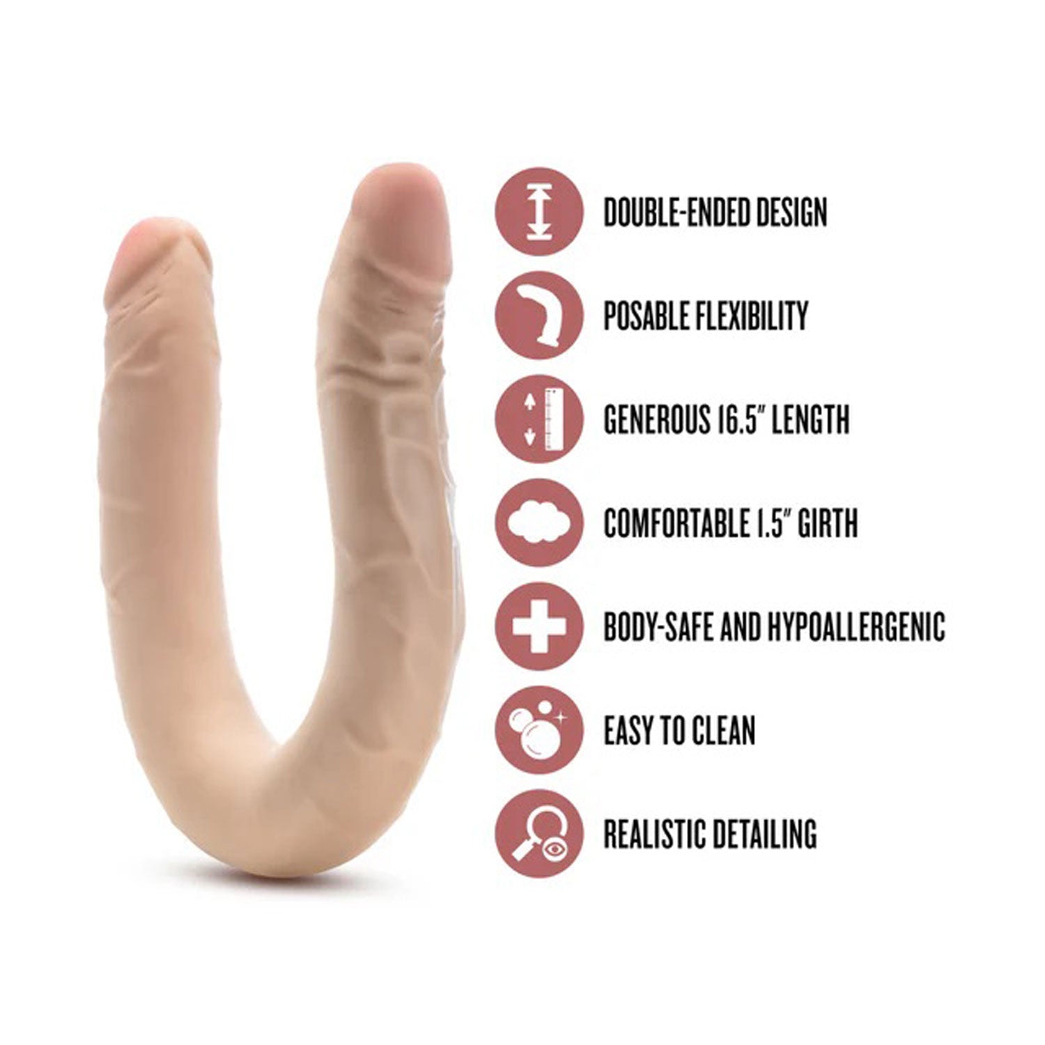 Dr. Skin Plus - 16.5” Posable Double Dong - Beige-Dildos & Dongs-Blush-Andy's Adult World