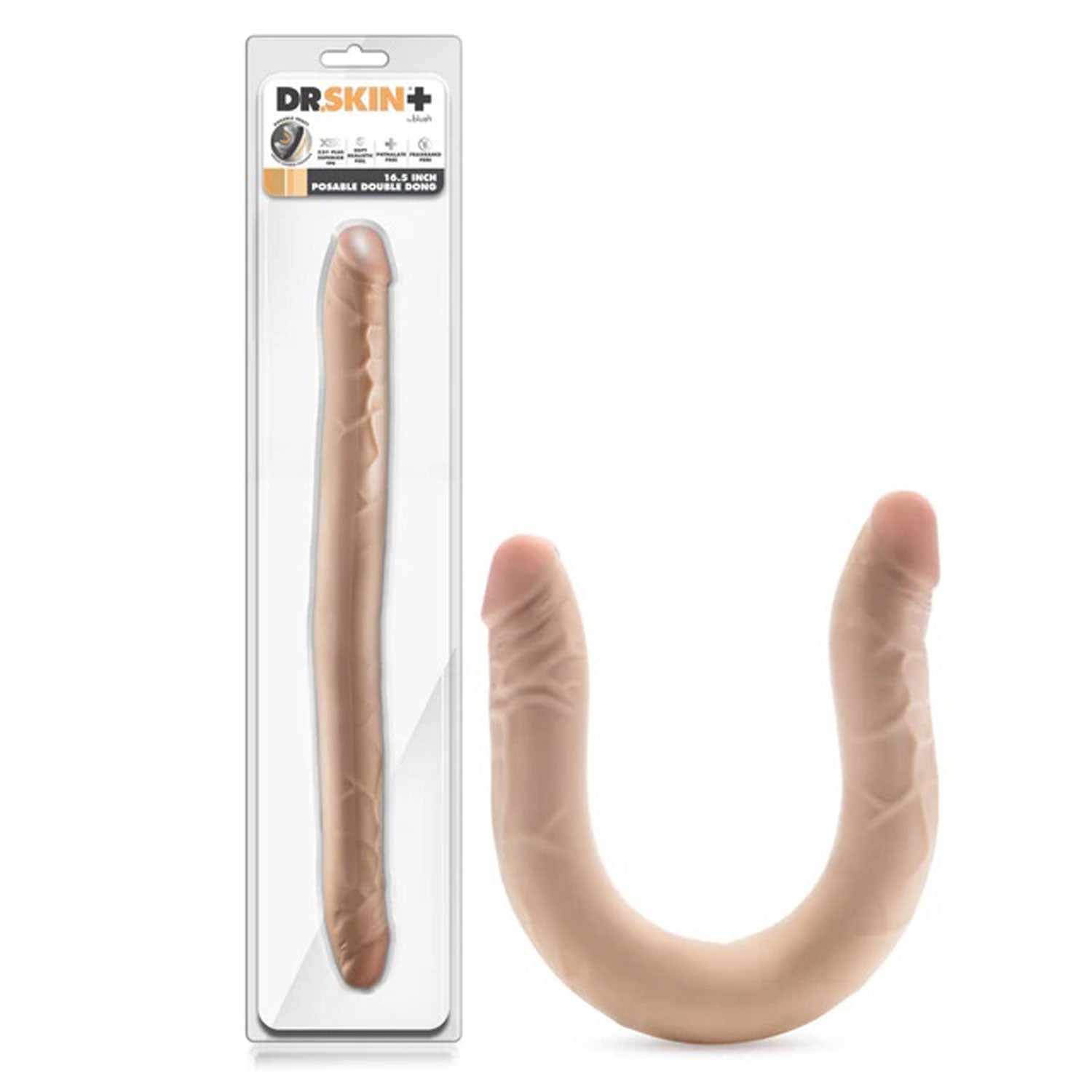 Dr. Skin Plus - 16.5” Posable Double Dong - Beige-Dildos & Dongs-Blush-Andy's Adult World