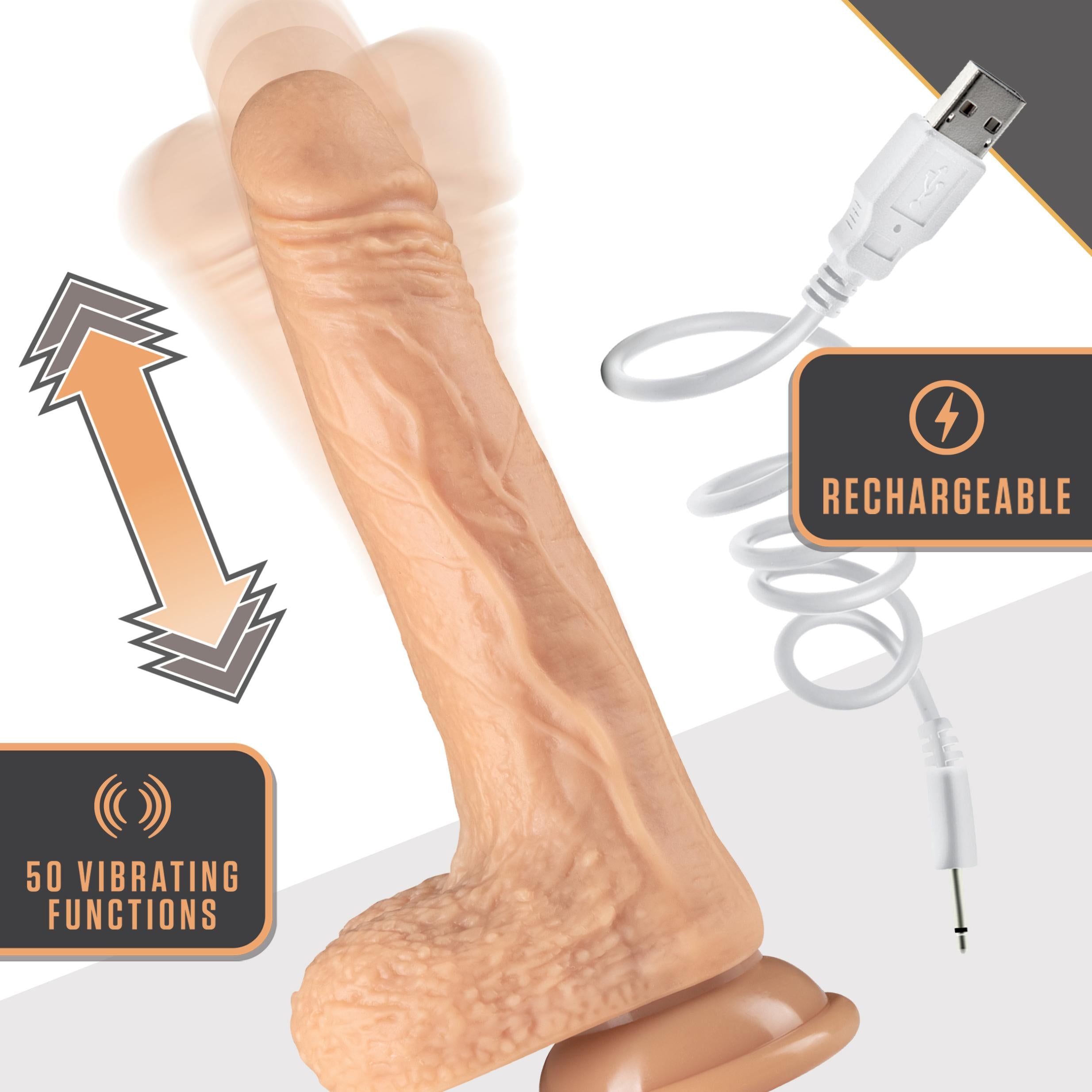 Dr. Skin Silicone - Dr. Grey - 7 Inch Thrusting Dildo - Vanilla-Dildos & Dongs-Blush-Andy's Adult World