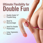 Dr. Skin Plus - 14” Posable Double Dong - Beige-Dildos & Dongs-Blush-Andy's Adult World