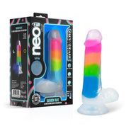 Neo Elite Glow in the Dark Rainbow Rave 6.5" Silicone Dual Density Dildo Multicolored-Dildos & Dongs-Blush-Andy's Adult World