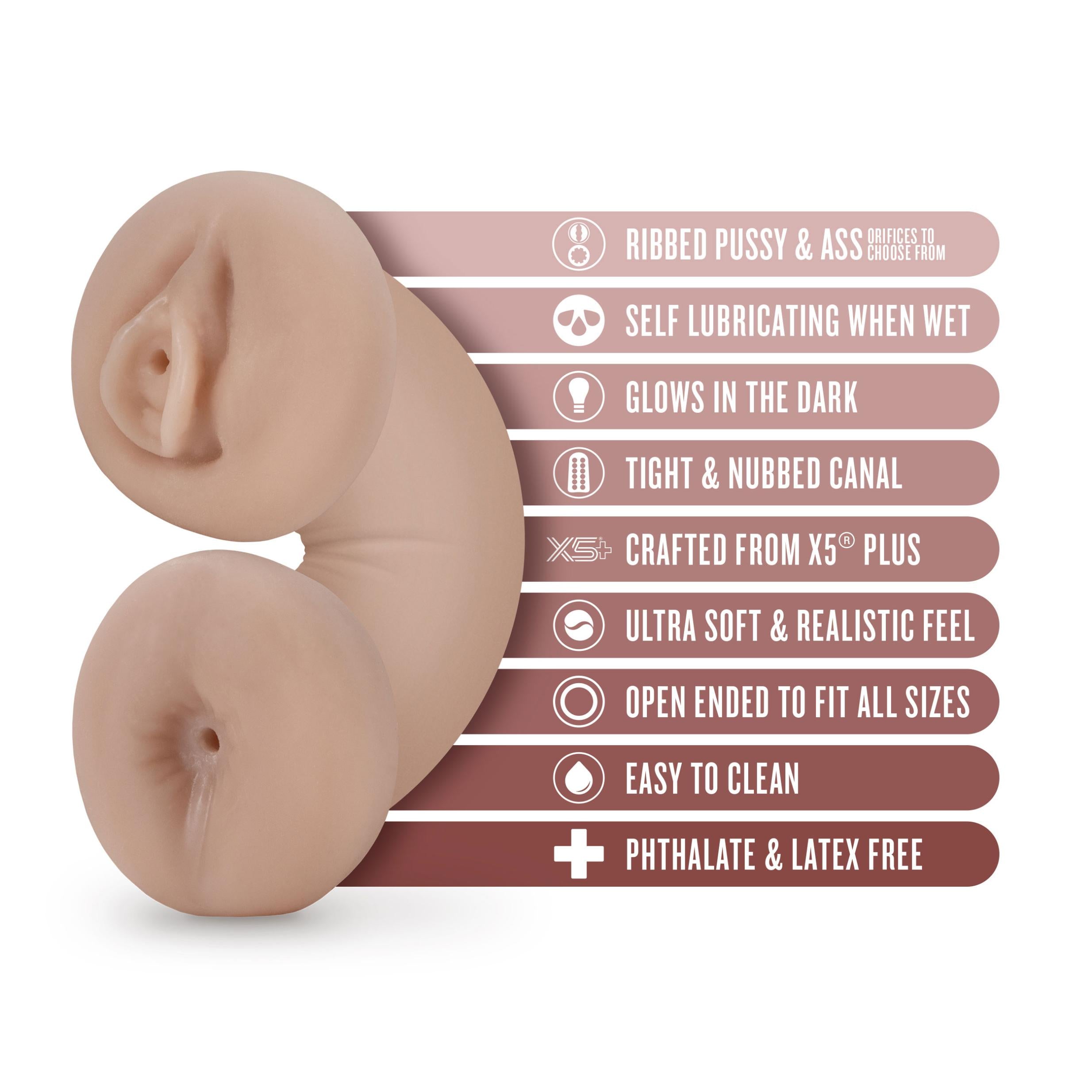 Enlust - Tasha - Soft and Wet Glow in the Dark Stroker - Beige-Masturbation Aids for Males-Blush-Andy's Adult World