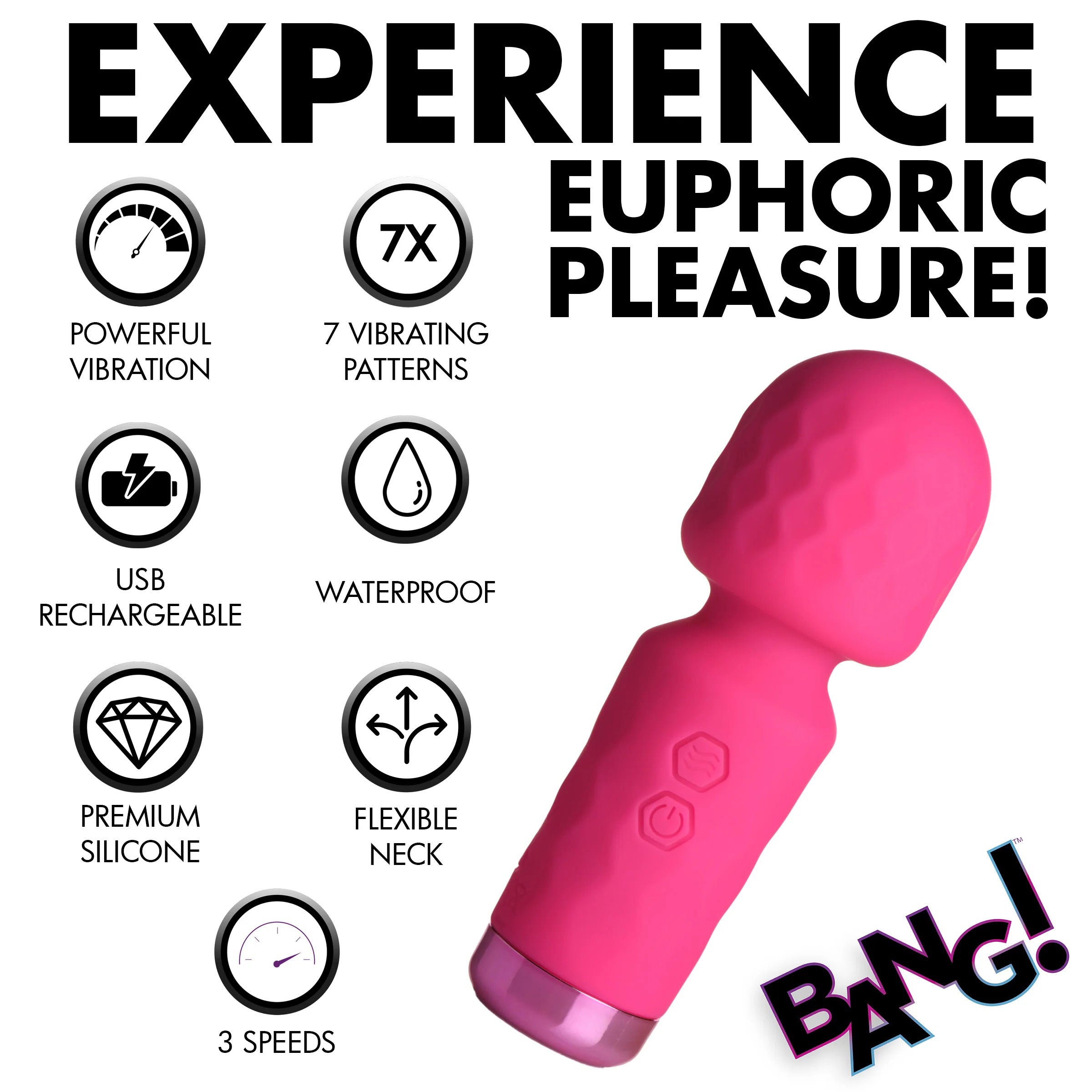 10x Mini Silicone Wand - Pink-Vibrators-XR Brands Bang-Andy's Adult World