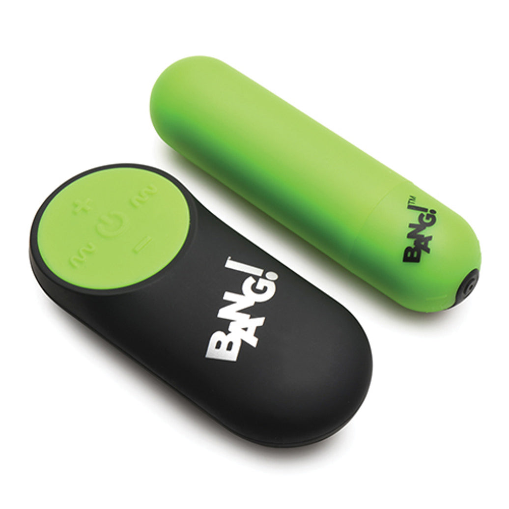 Glow in the Dark Bullet With Remote - Green-Clit Stimulators-XR Brands Bang-Andy's Adult World