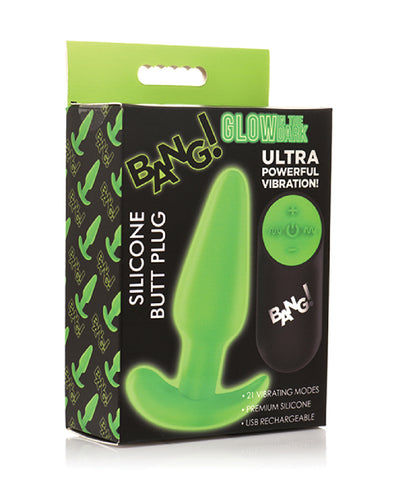 Glow in the Dark Butt Plug With Remote - Green-Anal Toys & Stimulators-XR Brands Bang-Andy's Adult World