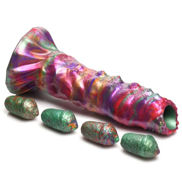 Larva Silicone Ovipositor Dildo With Eggs - Multicolor-Dildos & Dongs-XR Brands Creature Cocks-Andy's Adult World