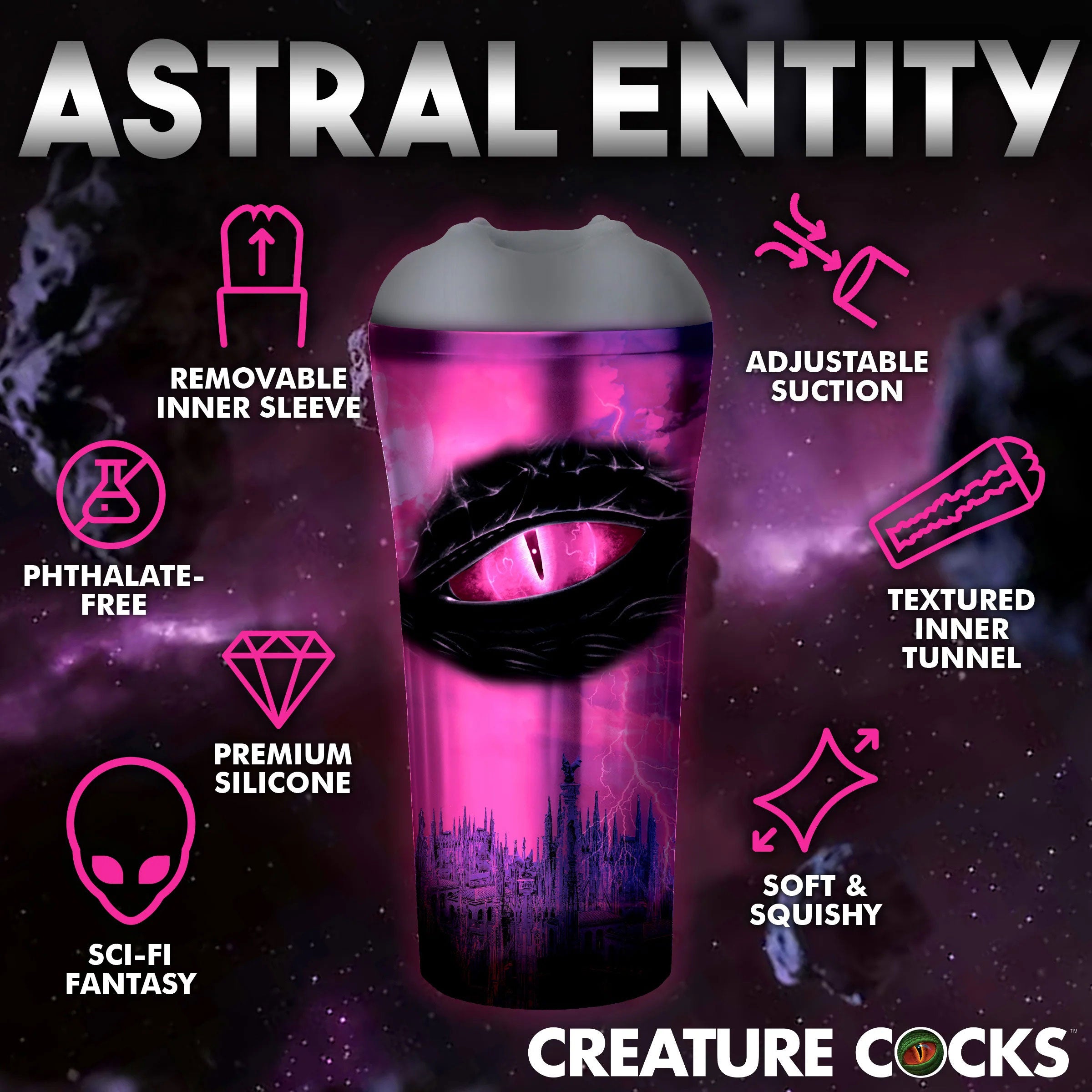 Predator Creature Stroker - Gray-Masturbation Aids for Males-XR Brands Creature Cocks-Andy's Adult World